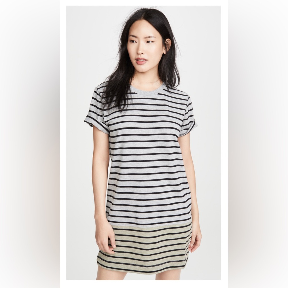 Current/Elliott Gray and Black Striped Dress Cotton Dress